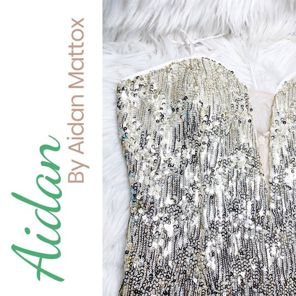 NWOT AIDAN MADDOX GLAMOROUS GOLD SEQUIN STRAPLESS MINI PARTY DRESS, SIZE 10 - Picture 8 of 11